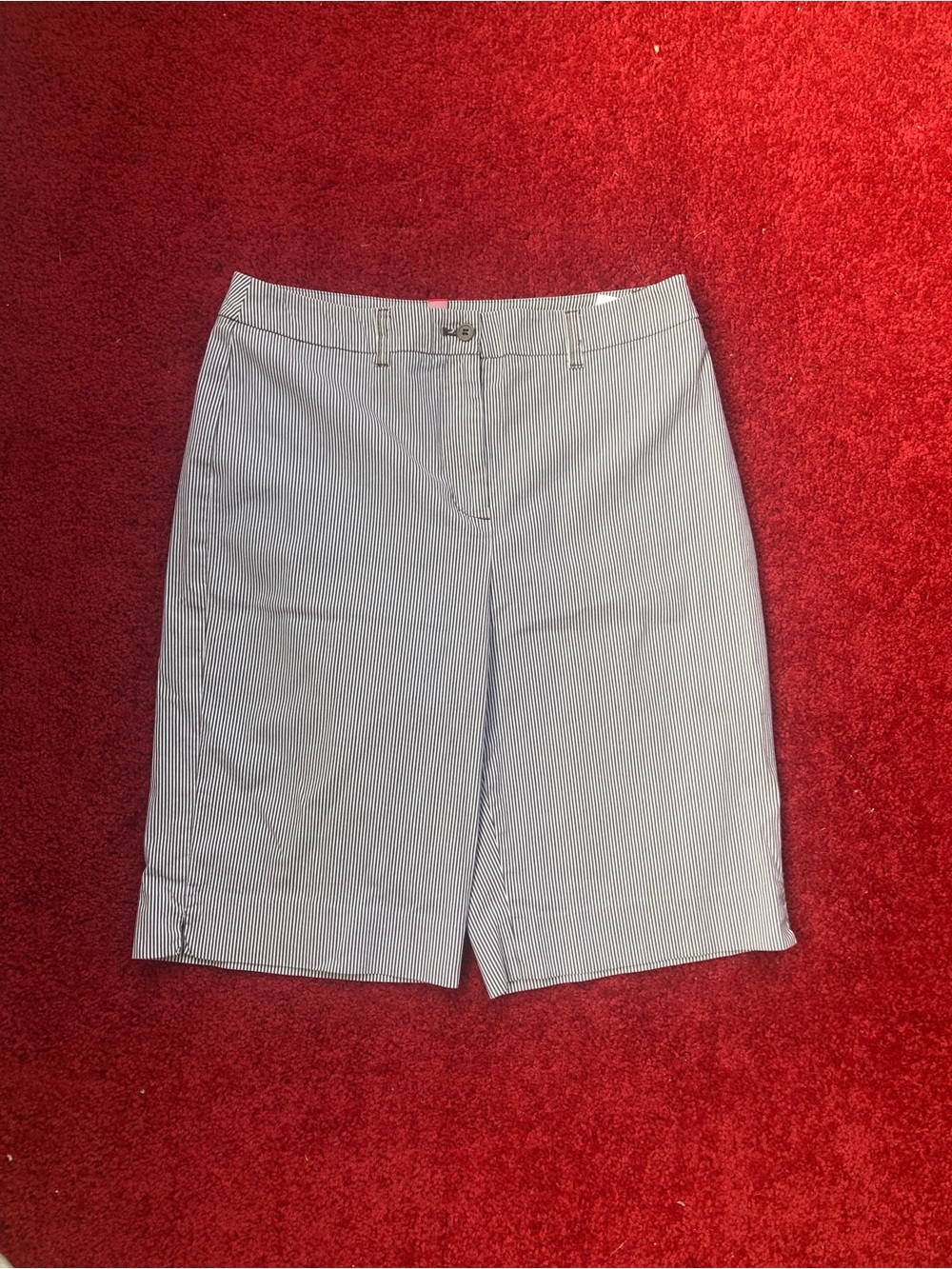 Anne Klein Sport Gray and White Pinstripe Bermuda Shorts Size 10